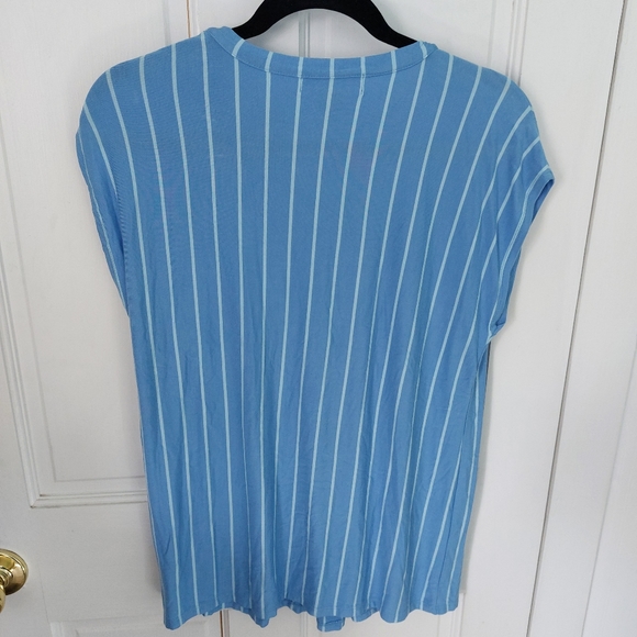 MICHAEL Michael Kors Long Striped Blouse with Capped Sleeves, EUC - Picture 2 of 8